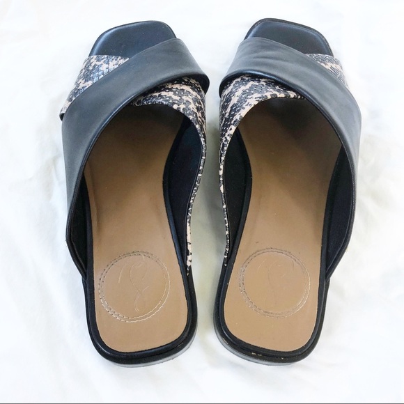 SAM EDELMAN | IDINA LEATHER BLACK SESAME SLIDE SANDAL SIZE 6 FAUX SNAKESKIN - Picture 7 of 9